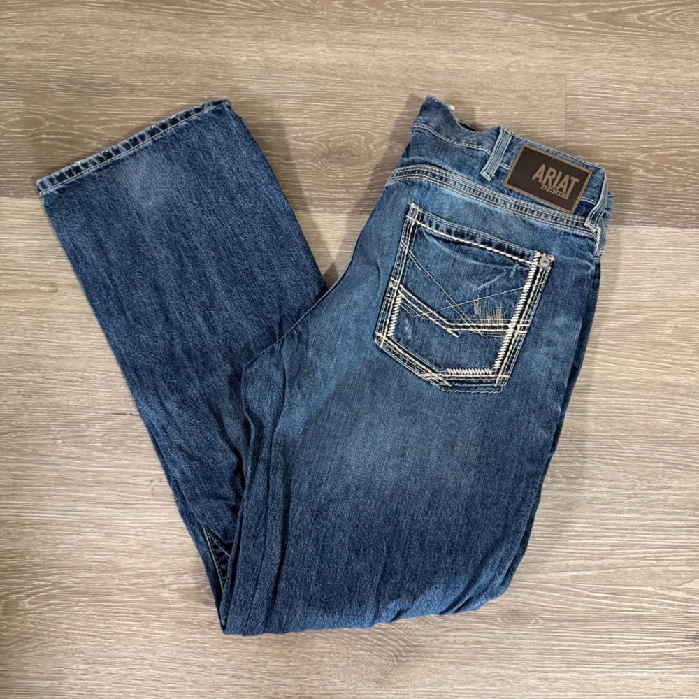 Ariat M5 Straight Leg Jeans Mens 38x34 Blue Ridgeline Gambler 10012703